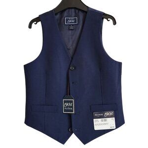 Size 12 Boys Vest Navy Blue Wedding Ringbearer Jos A Bank Kids Polyester Nwt New